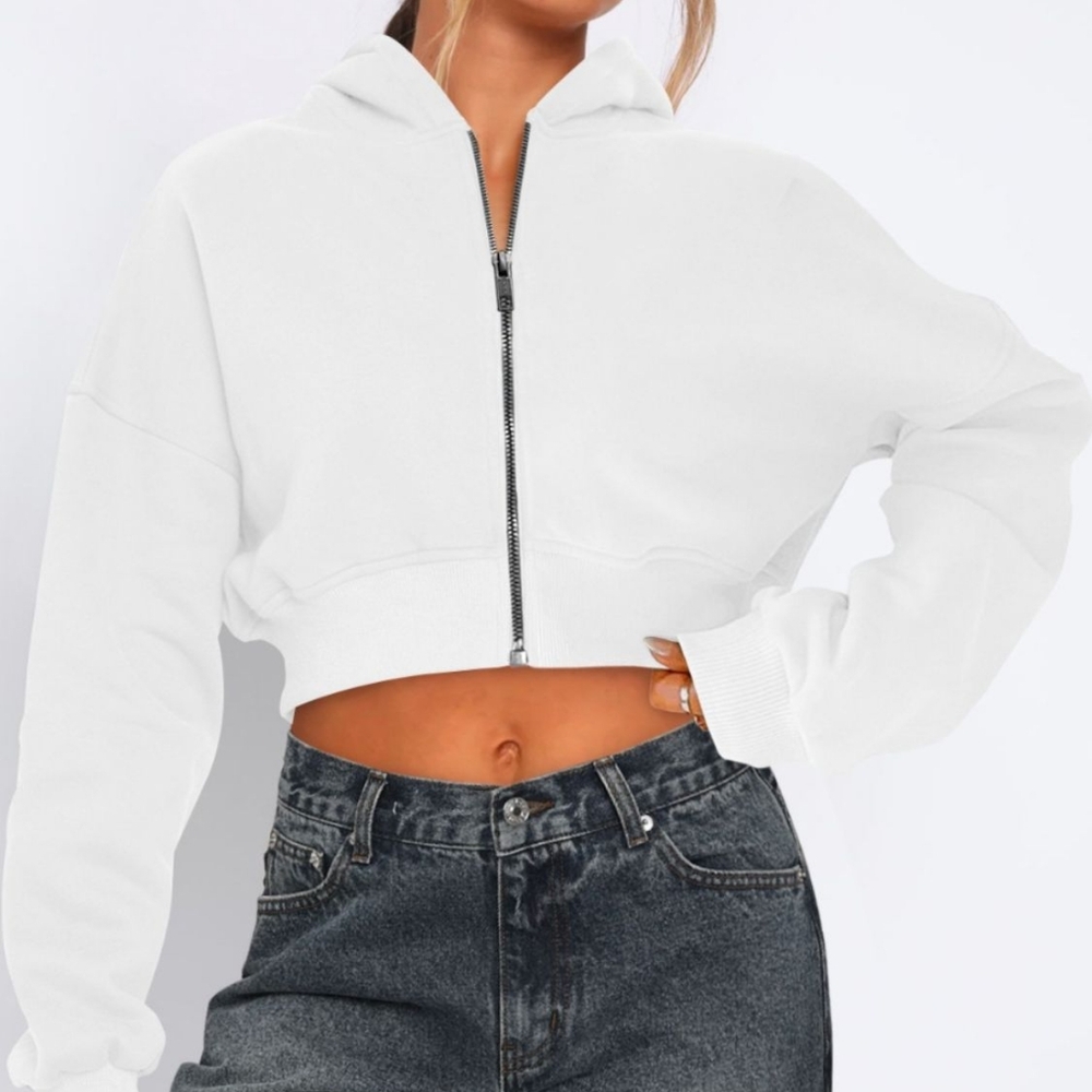 Cropped Hooded Zip-Up Jacket - Picture 2 of 7
